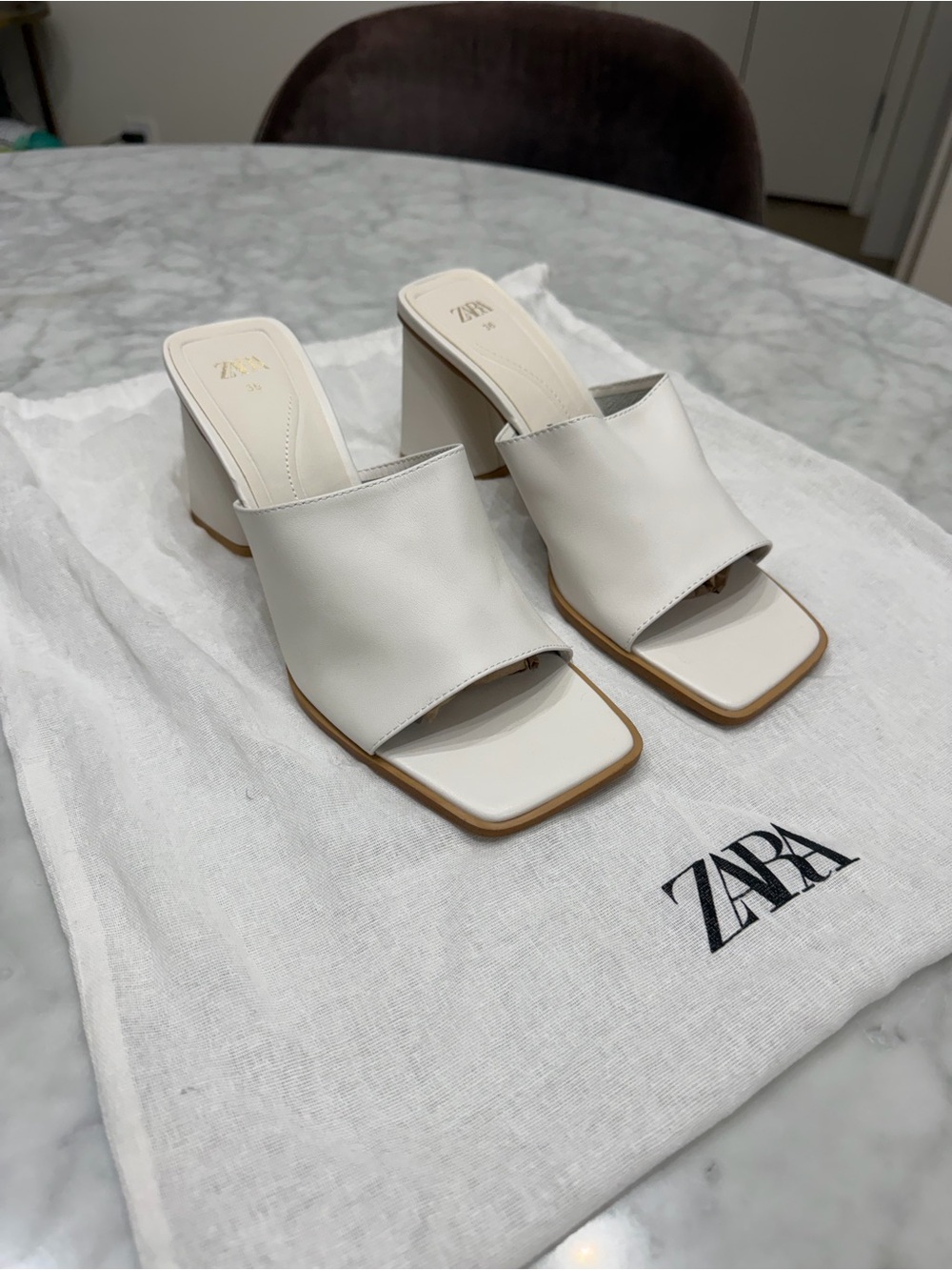 ZARA Square-Toe Block Heel Heels